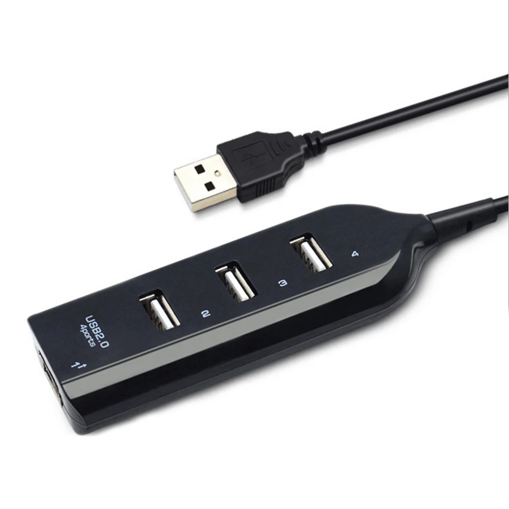 

4 Ports Usb 2.0 Hub Splitter 500Ma 480Mbps Overload Protection Plug Indicator Compact Portable Data Expansion For