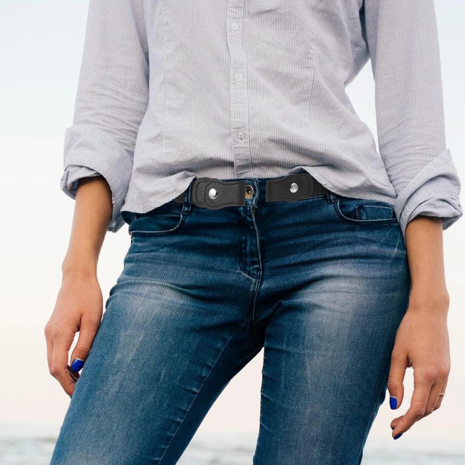 

Adjustable Magnetic Buckle No Buckle Belt Elastic Waistband Comfortable Stretch Waist Belt for