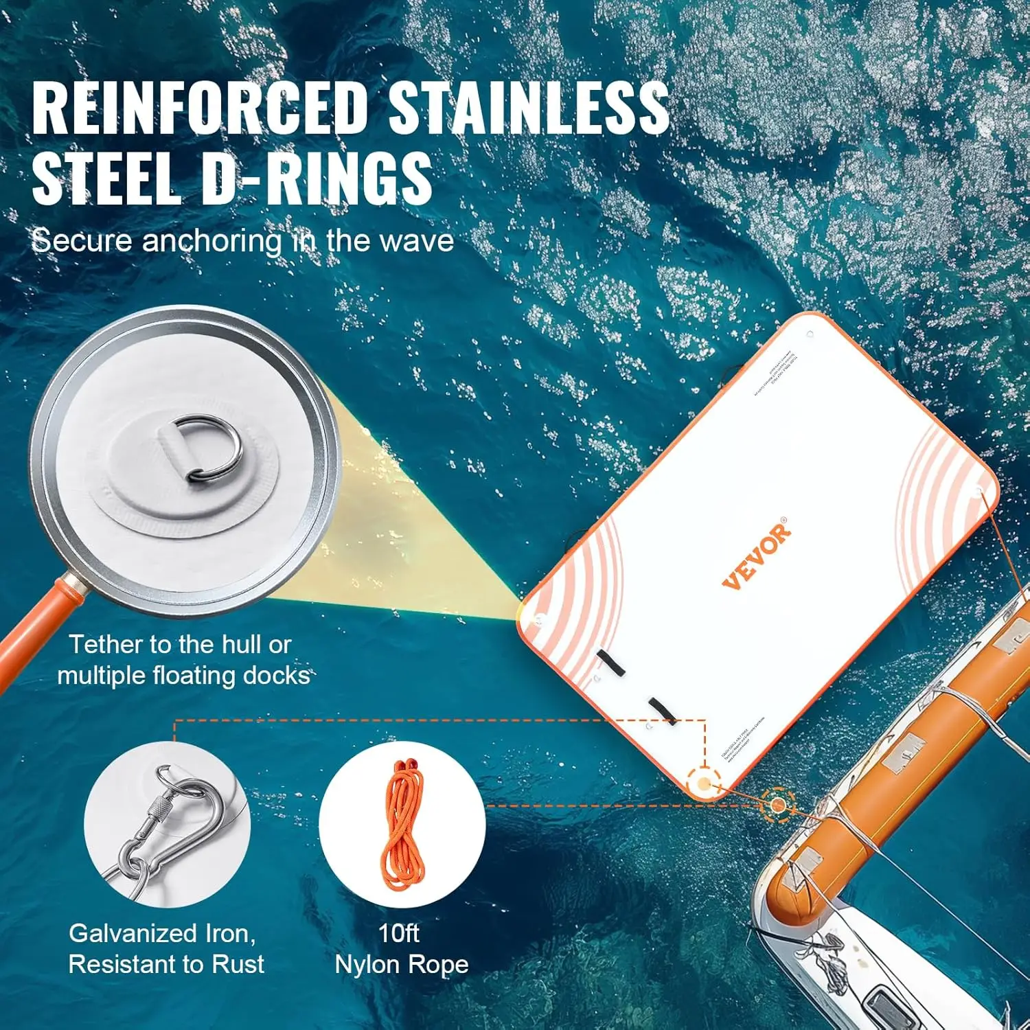 Inflatable Floating Dock, 8 x 5FT Inflatable Dock Platform, Non-Slip Water Floating Dock Mat with Portable Carrying Bag