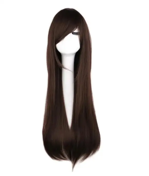 Long Straight Cosplay Wig Black Purple Pink Blue Sliver Gray Blonde White Orange Brown Synthetic Hair Wigs