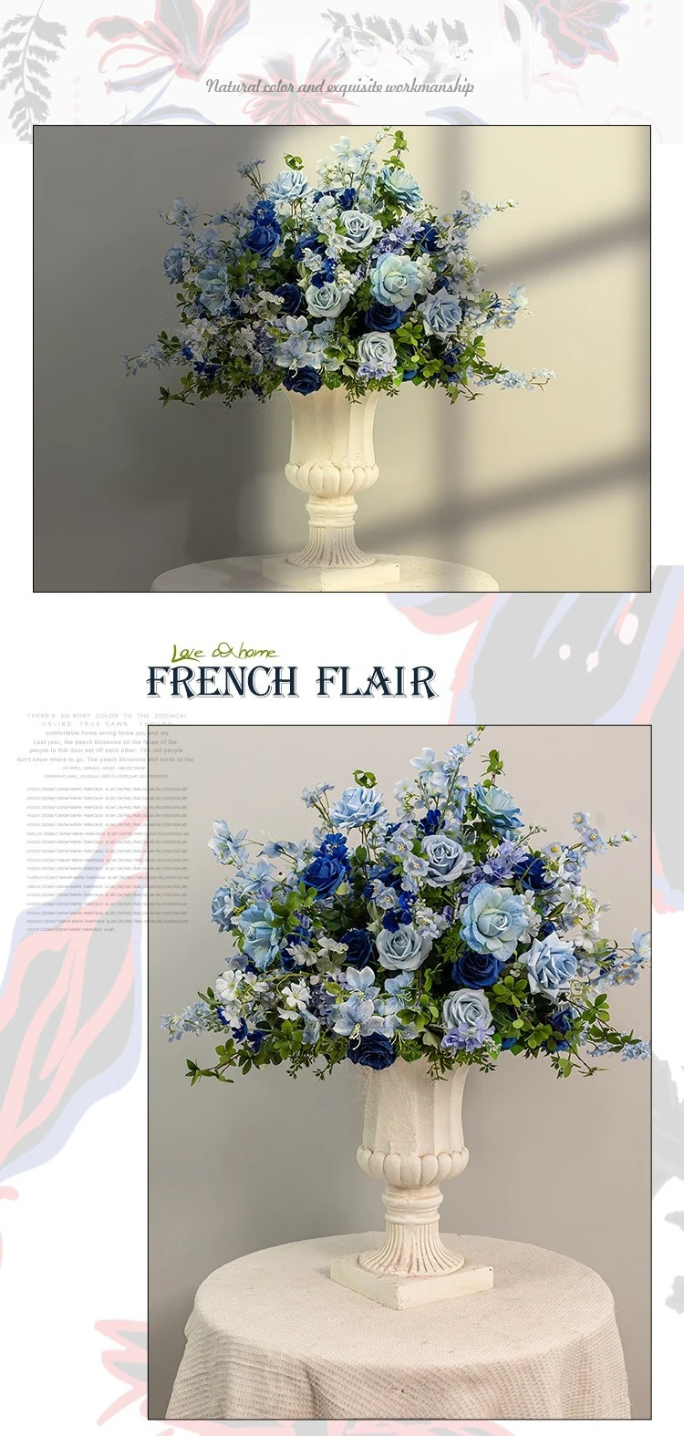 Großhandel Blaue Künstliche Rosen-Pomander-Blumenkugel Hochzeitstisch-Mittelstück Hotel T-Ständer Römische Säule Fenster KTV Event-Dekoration – Detail 5