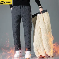 Winter Lamb Fleece Cotton Pants Men's Thickened Warm Elastic Waist Padded Pants Casual Sportswear Jogging Pants Men's plus size