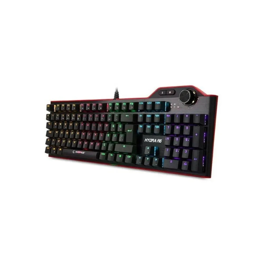 Rampage Hydra R6 Full Color RGB LED Professional Gaming Pro Blue Switch Multimedia Mechanical Q Keyboard High Performance