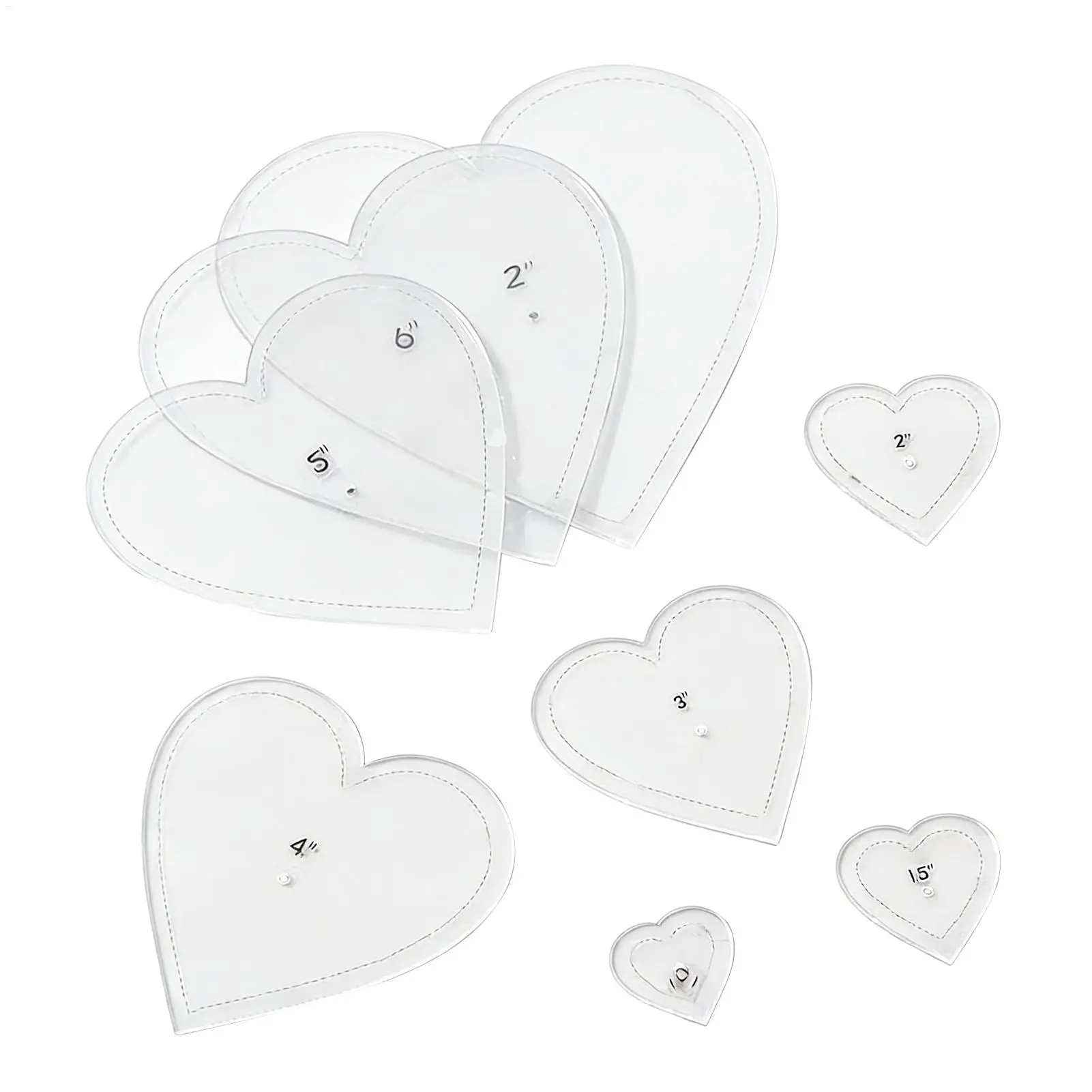 new Sewing Templates 8 Piece Acrylic Heart Shape Guides Quilting Templates For Cutting Patterns For Women Beginner Craft Family view 3