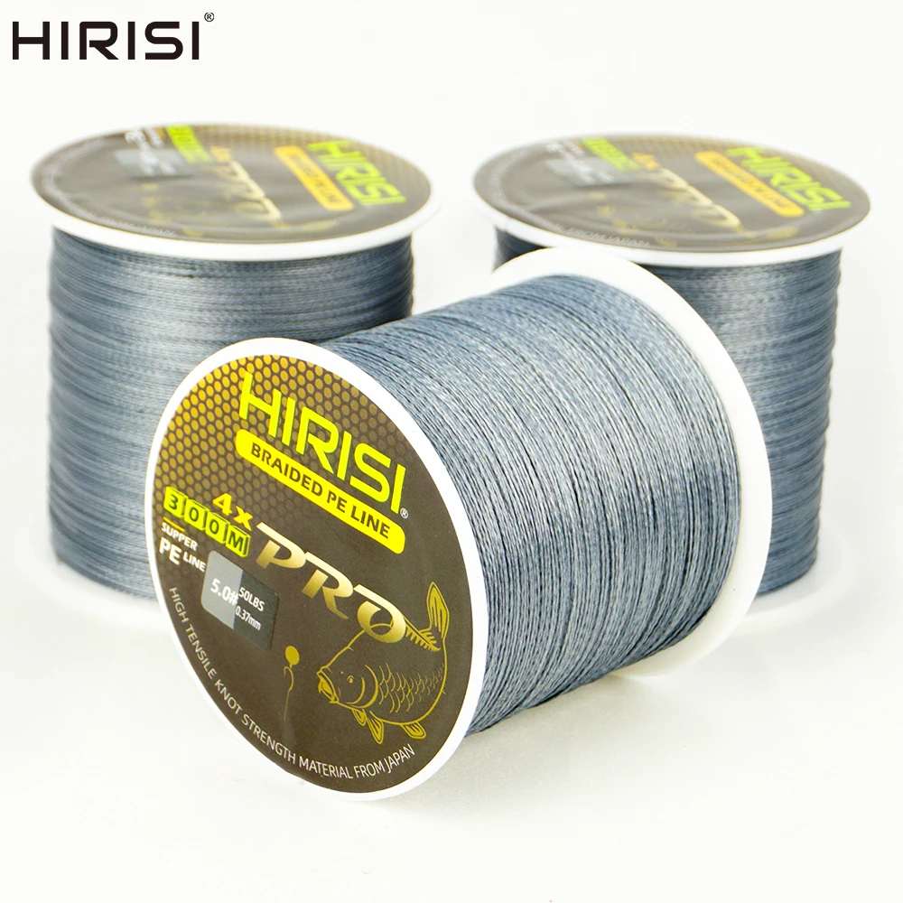 Hirisi ปลาคาร์พเอ็นตกปลา300M Braided สาย PE 4 Strands 15-70LB Multifilament เอ็นตกปลาเรียบ