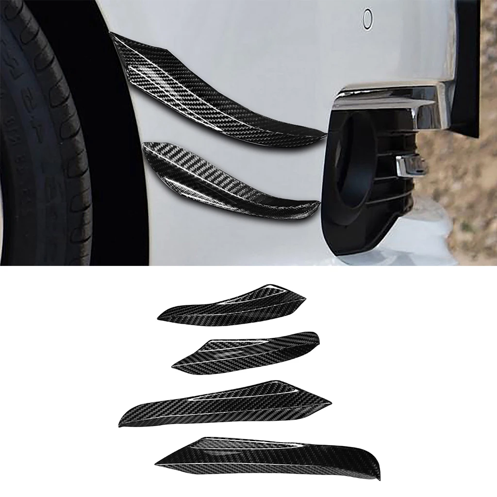 4Pcs Carbon Fiber Front Bumper Spoiler Fog Lamp Cover Air Knife Splitter Body Kit For BMW 3 Series G20 G28 2020 2021 2022