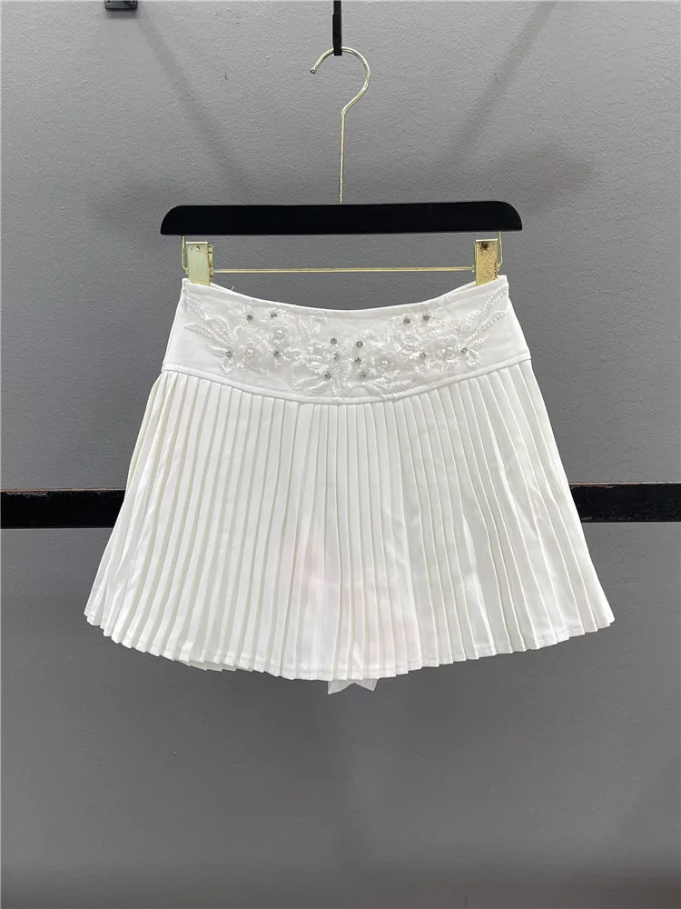 

Summer 2026 High Waist A-Line Skirt Women's Pleated Floral 3D Half Body Skirt Casual Style Static Proof with