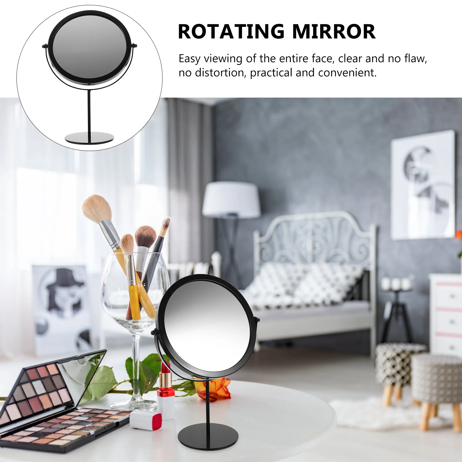 Retro Design Vanity Mirror Rotating Desktop Mirror for Girls Women High-Quality Material Exquisite Craftsmanship Bathroom