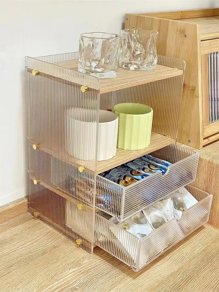 Acrylic cosmetics storage box, tabletop, skincare, perfume shelf, dresser, multi-layered drawer display shelf