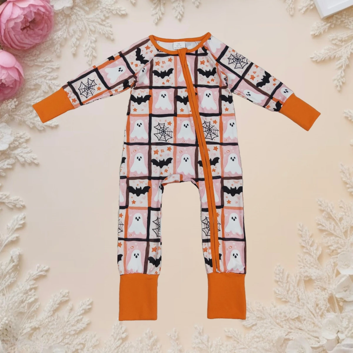 

Boys Halloween Romper Baby Toddler Kid Jumpsuit Long Sleeve Ghosts Bats Zipper Footie Sleeper Infant Children Sleepwear Hot Sale