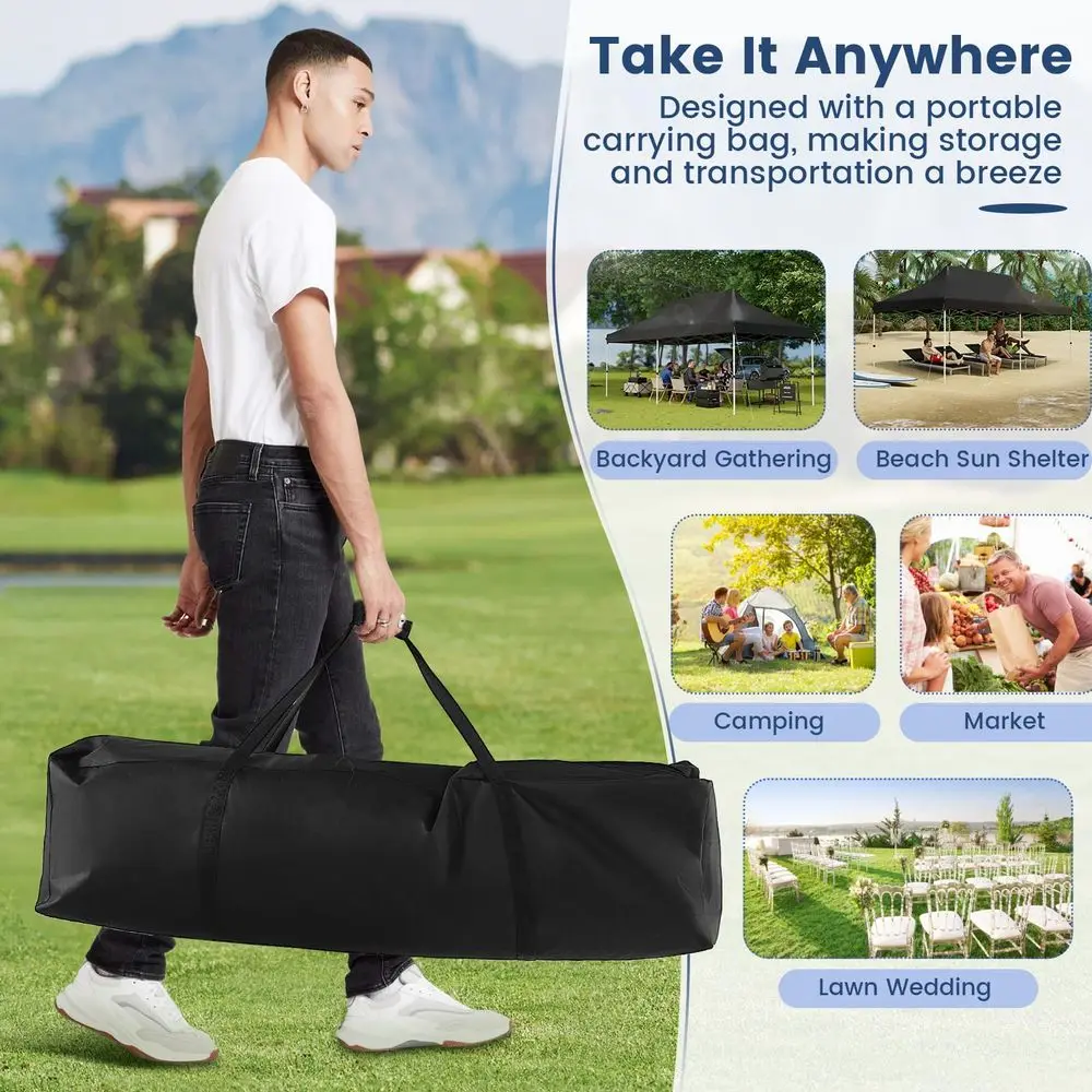 10x20 FT Popup Canopy Tent, Waterproof Folding Party Canopy with Carrying Bag, UPF50 Sun Protection, HeavyDuty Outdoor Tent for