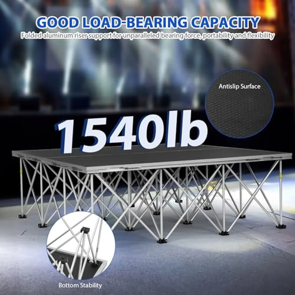 4x4ft Foldable Stage Platform 1540 lbs Heavy Duty Portable Stage