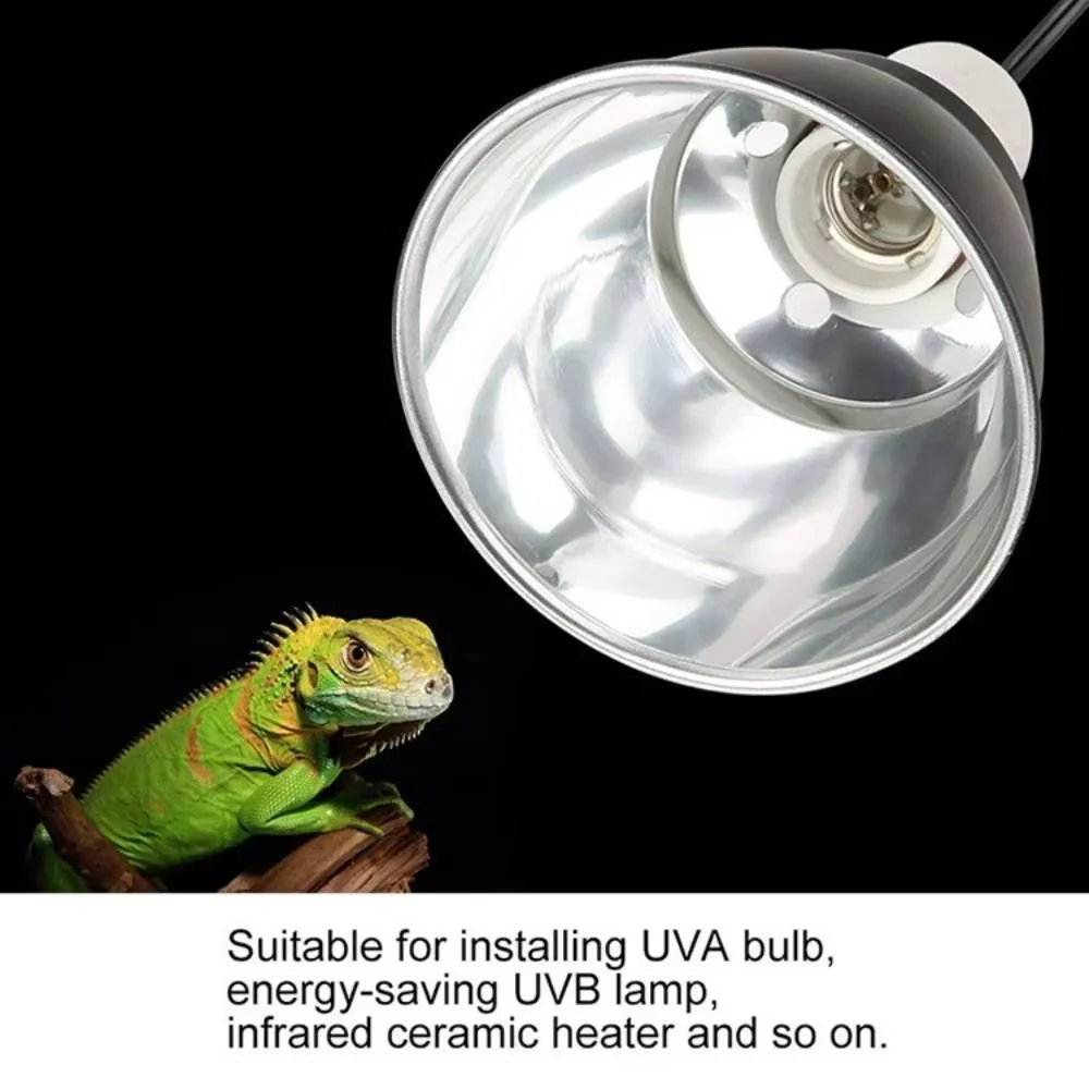 Lampu Pemanas Reptil 220V 300W E27 Lampshade Lampu Emisi Kubah Dangkal Dengan Klip Penyangga Lampu Pemanas Hewan Peliharaan Reptil Colokan EU/UK