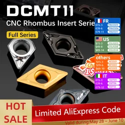 10pcs DCMT11 Carbide Insert DCMT11T304 DCMT11T308 External Turning Tool Diamond DCMT CNC Blade Cutter Lathe For SDJCR/L