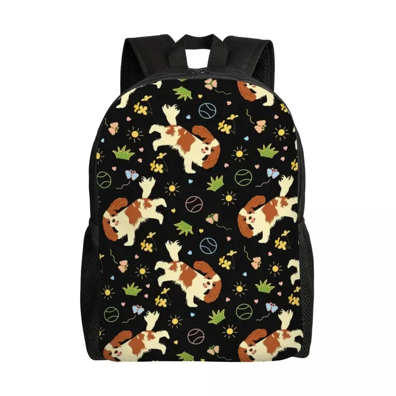 

Playing The Cavalier King Charles Spaniel Backpacks for Women Men Waterproof School College Pet Dog Bag Print Bookbags