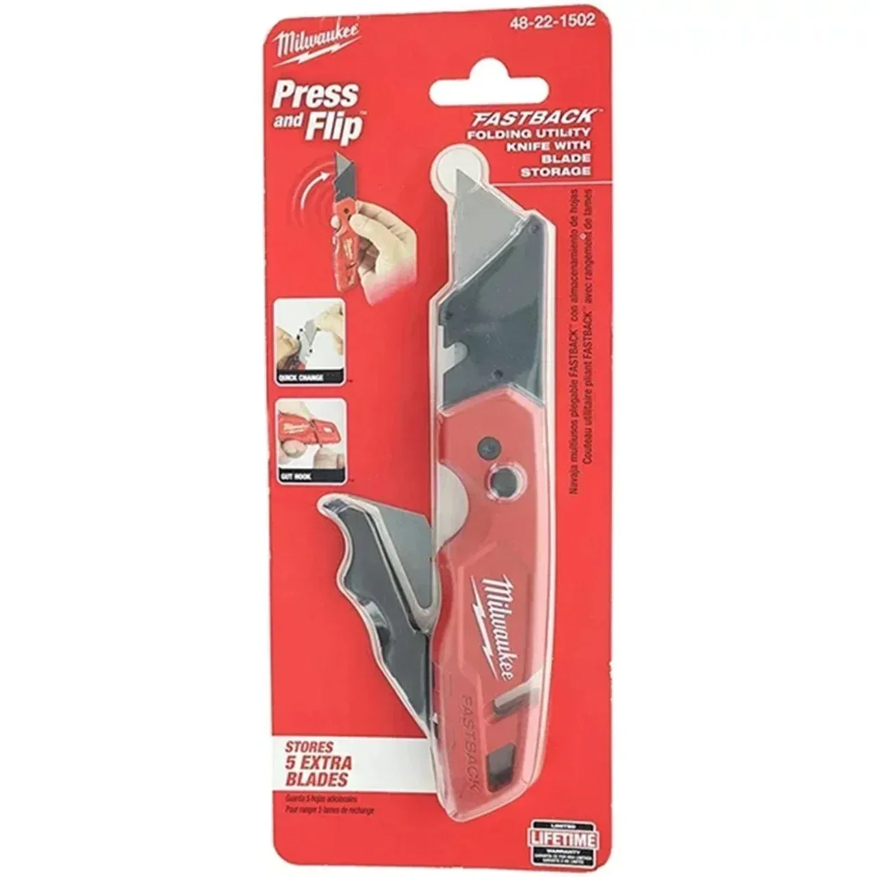 ميلووكي 48-22-1502 FASTBACK سكينة معدنية قابلة للطي مع تخزين شفرة ميلووكي ملحقات أدوات اليد 48-22-1502X #3