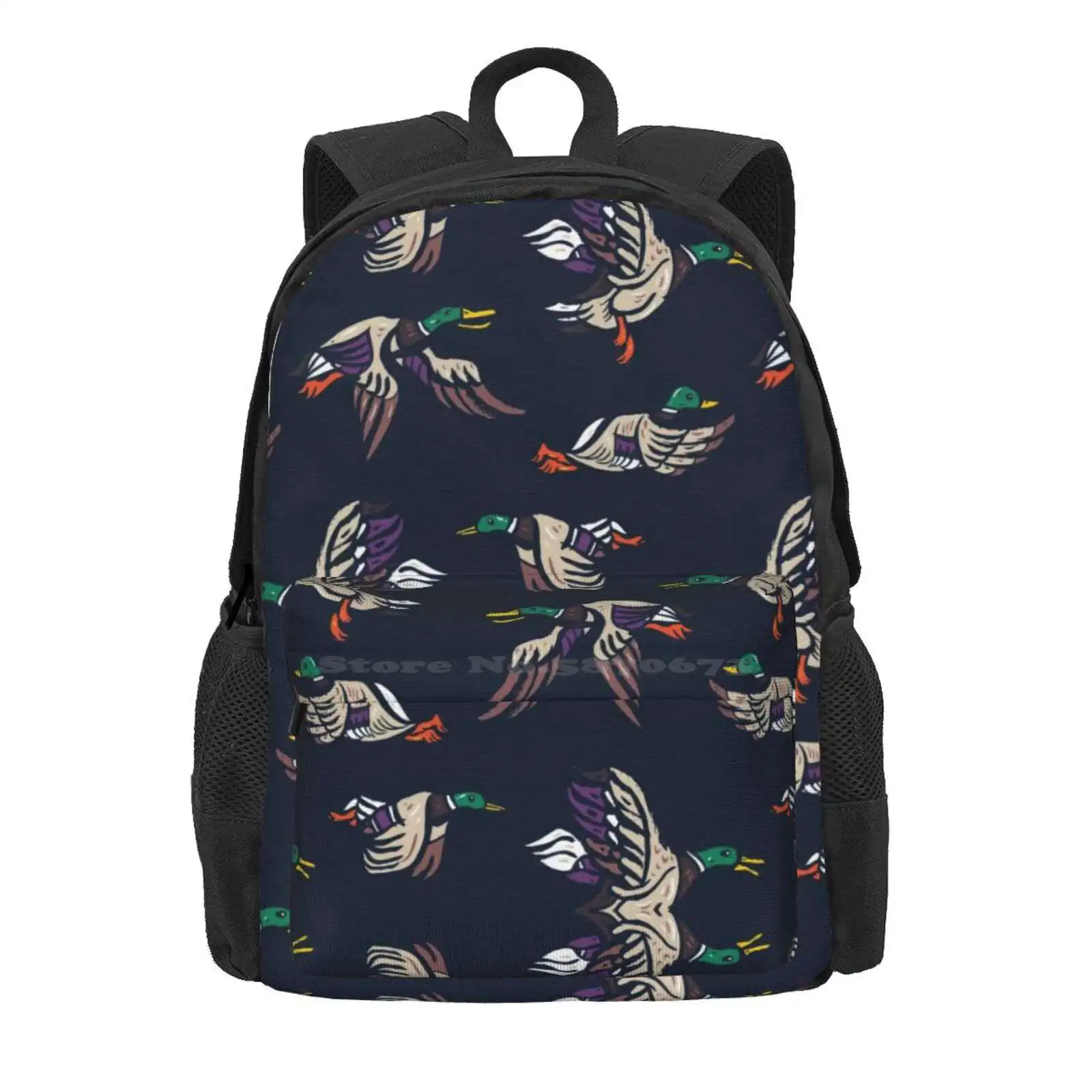 Male Mallard Ducks Brush Pen Hot Sale Schoolbag Backpack Fashion Bags Male Mallard Duck Pattern Graphic Animal Uk England Farm