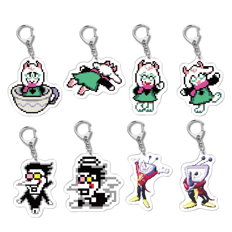 Hot Pixel Game Deltarune Series High Definition Acrylic Keychain Creativity Cute Cartoon Character Printing Backpack Keychain