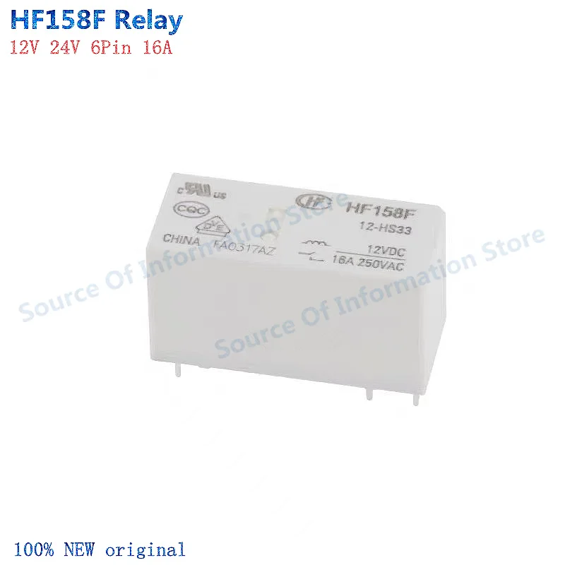 

5Pcs Relay HF158F-12-HS33 HF158F-24-HS3T 12V 24V 6Pin 16A