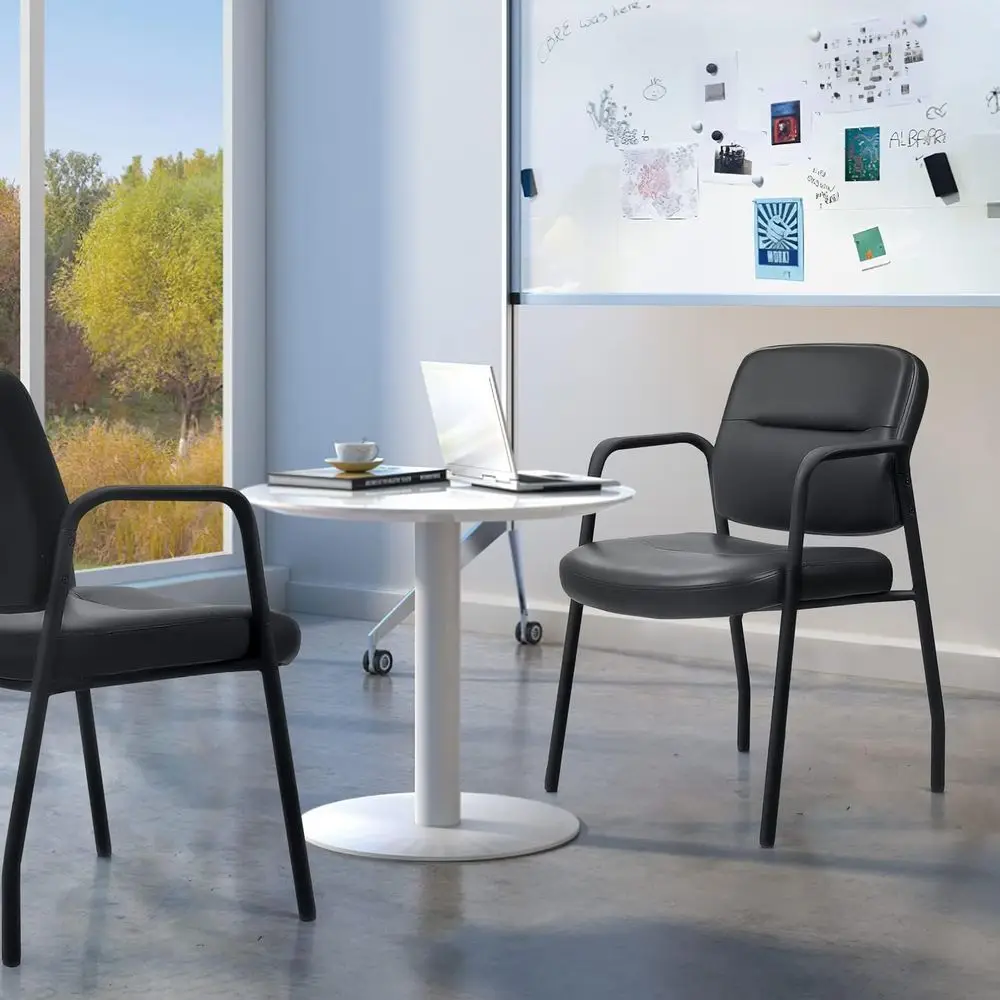 Waiting Room Chairs Set o 2, PU Leather Retion Gt Chairs with Padded Arms, Stationary Oice Side Chairs or Conerence Room, Lobby,