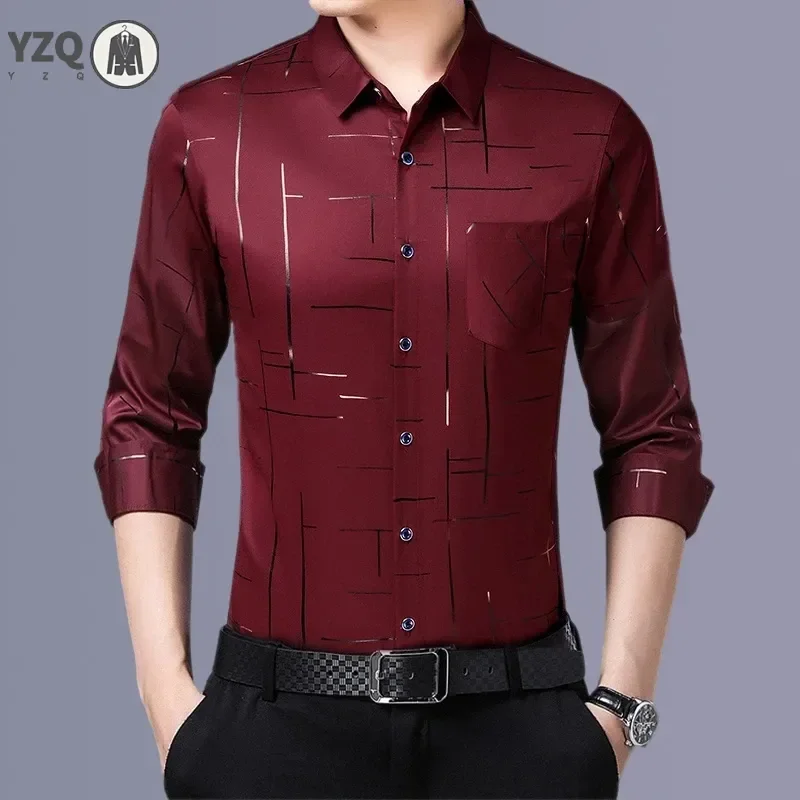 Men\'s Casual and Fashionable Long Sleeved Printed Shirt, Non Ironing and Wrinkle Resistant Business Top