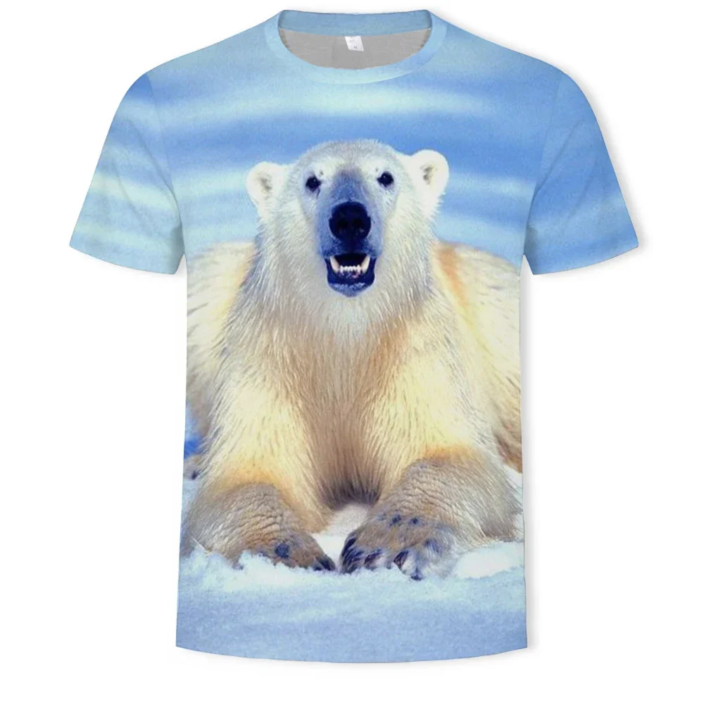 Summer New Men's Women's Children's T-shirt 3d Printing Cute Animal Polar Bear Pattern Fashion Breathable Lightweight Sports Top