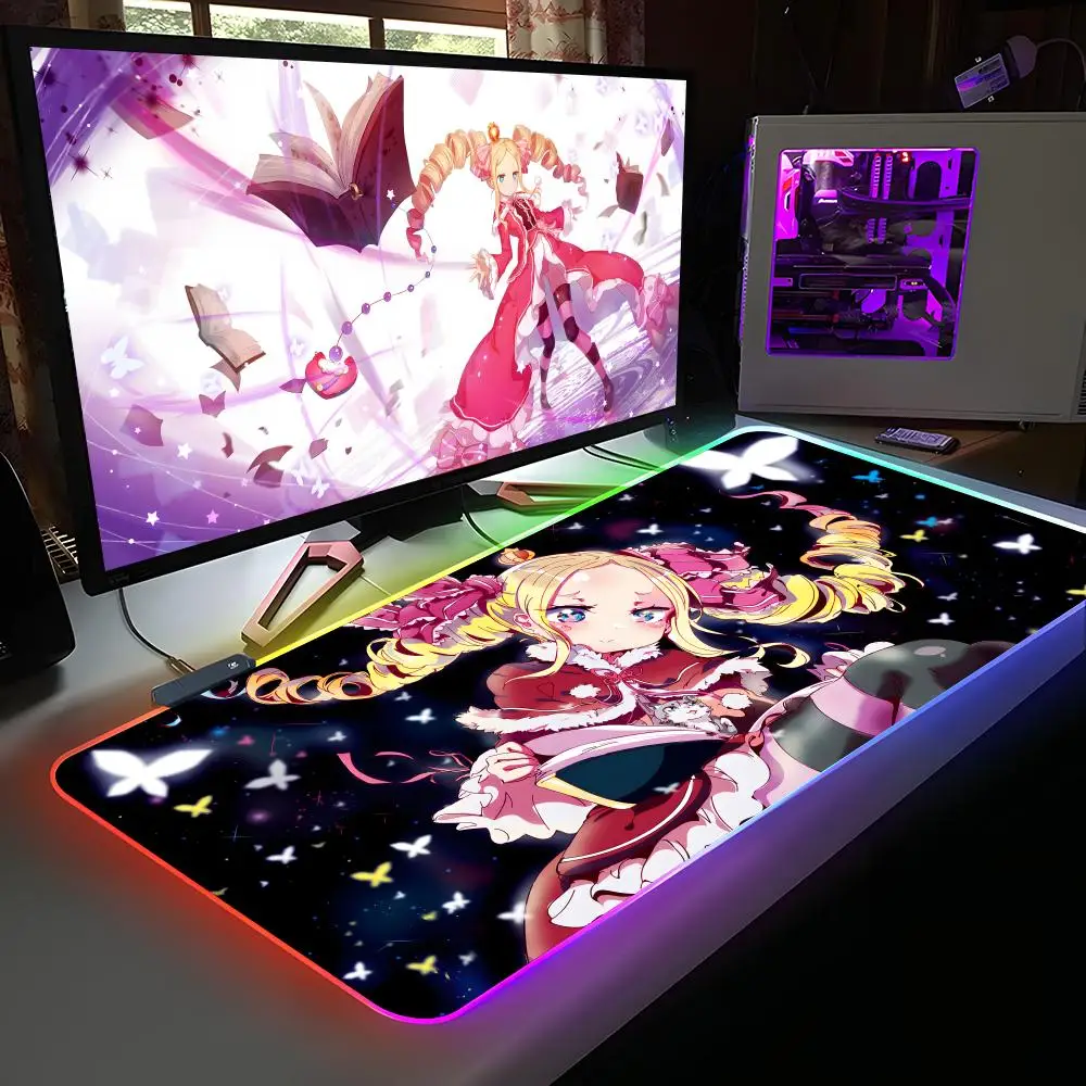 

ReZero Beatrice Waifu Mouse Pad RGB Rubber Computer Laptop Official Game Colored esports Aesthetic Pretty Fashion Luxury Mat