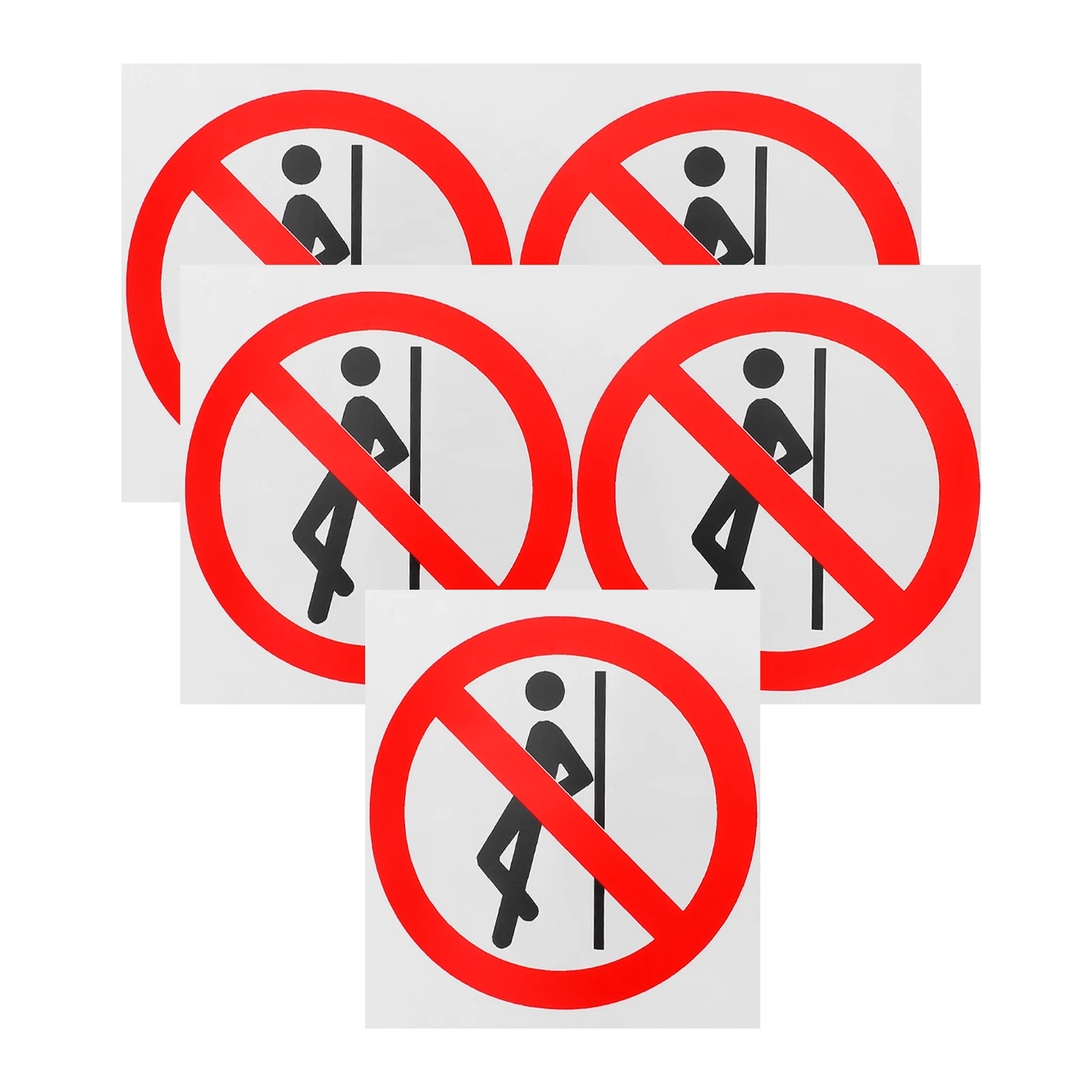 5PCS Safety Warning Stickers No Leaning Sign Decals Round Red PVC Self Adhesive Signs Workshop Traffic Easy Apply