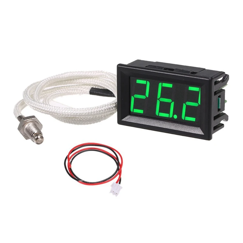 Industrial High Temperature K-Type M6 Thermocouple Thermometer DC12V -30-800℃ Digital Temperature Meter Tester Green