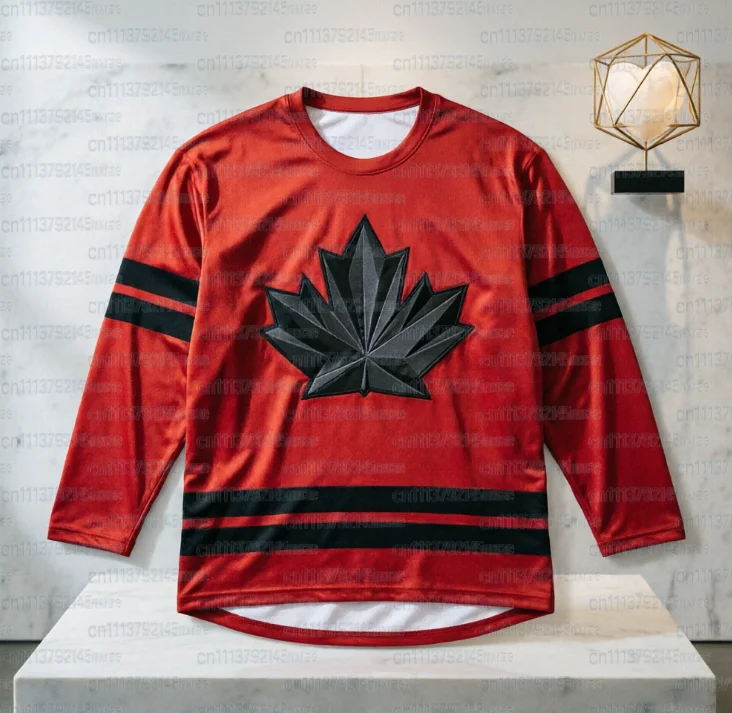 2026 Bestseller Canada Training Competition Jersey with 3D Print Breathable Moisture-Wicking Long-Sleeved T-Shirt Family Match