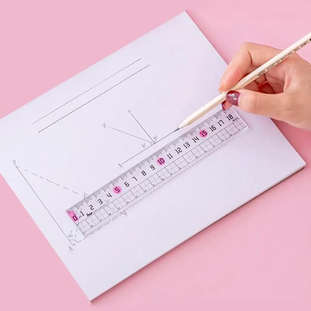 Transparent Ruler 15/18/20cm Portable Simple Preventing Myopia Straight Rulers With Wavy Line Math Drawing Measurement Tool