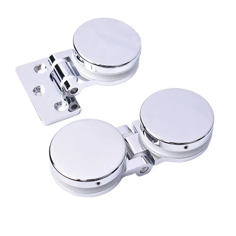 

2Pcs/Lot 90 180 Degrees Zinc Shower Box Screen Frameless Glass Hinge Mortise decorative cover round chrome