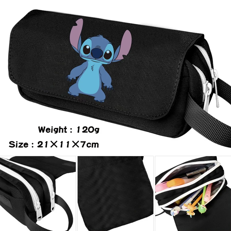 Disney Lilo Stitch Pencil Case Bag Large Capacity Pen Case Supplies Stationery Kawaii School Pencils Cartoon Cosmetic Bags