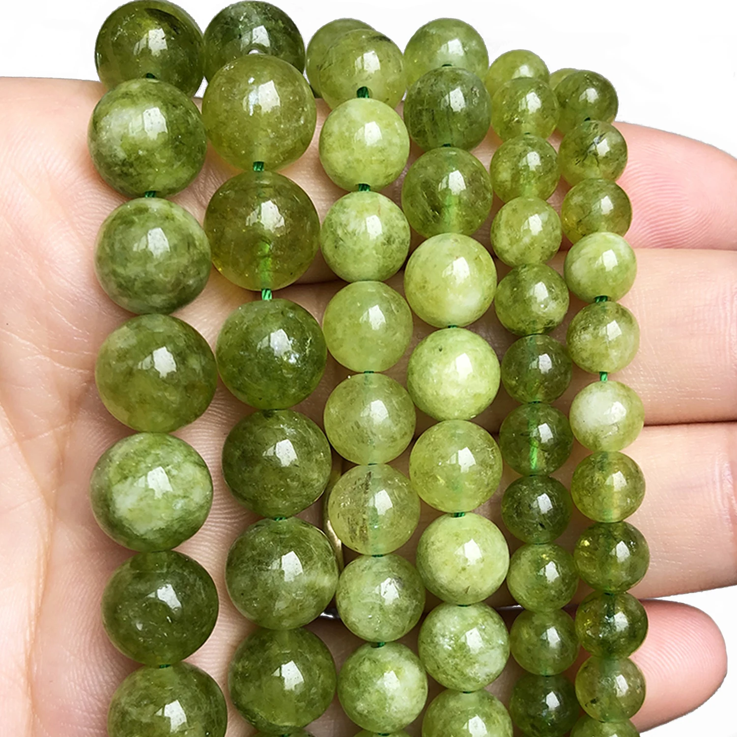 6-10mm Peridot Olivine Green Crystal Beads Diy Round Loose Spacer Beads for Jewelry Making DIY Bracelet Necklace  Accessories