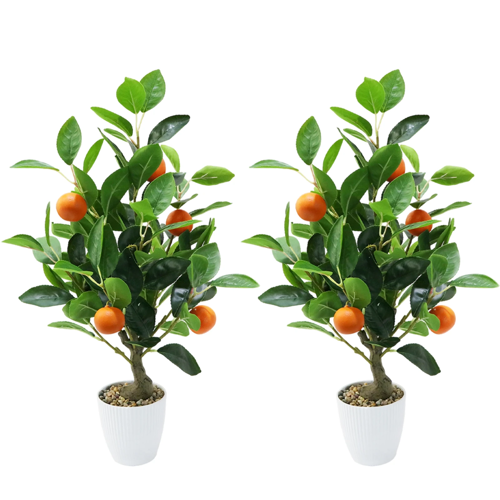 

2pcs 50cm Faux Orange Tree Potted Plant Artificial Fake Planter Desktop Decoration for Home Office Thanksgiving Christmas Party