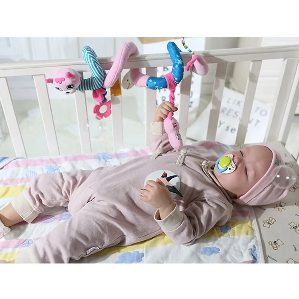 

Baby Spiral Wrap Around Animal Crib Hanging Rattles for Stroller Car Seat Development Educational Hanging Rattles