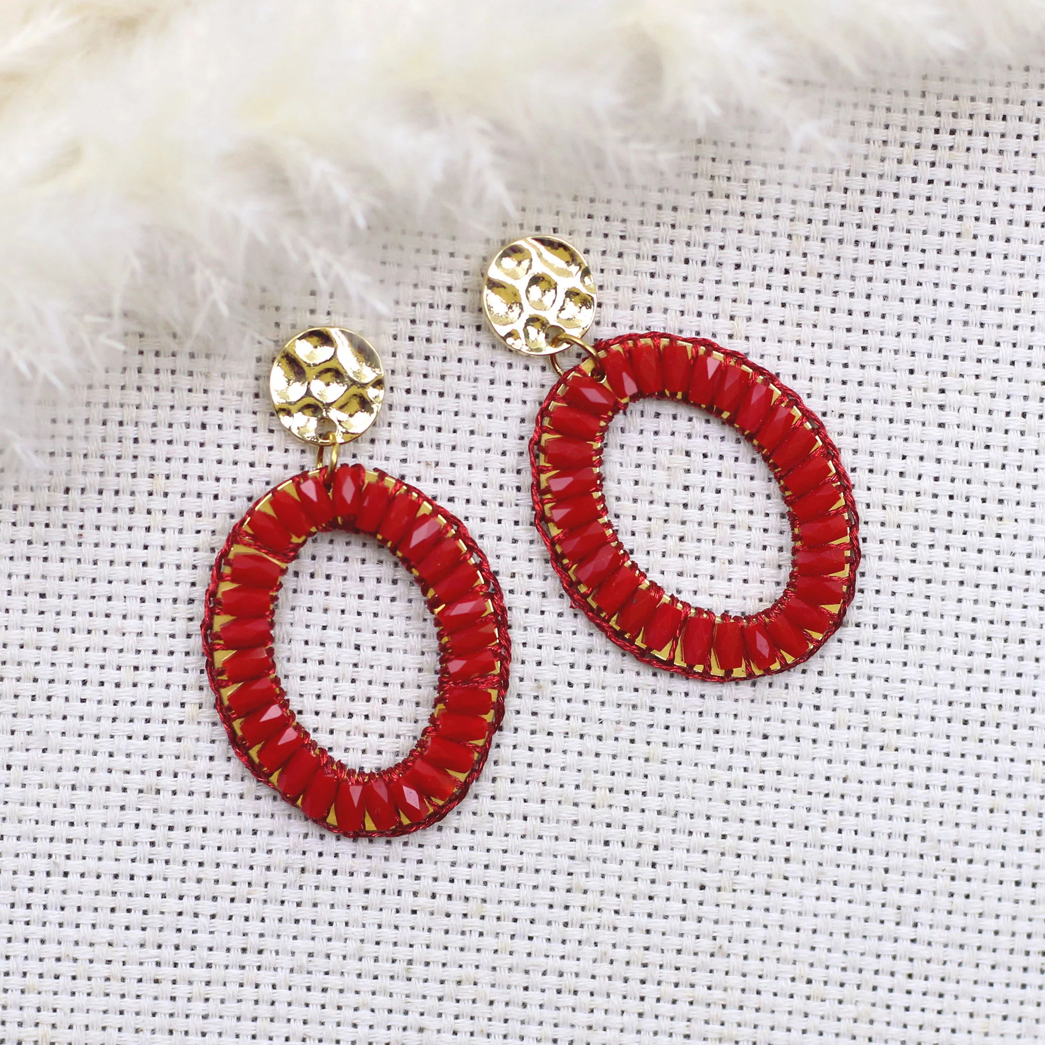 INKDEW Oval Shape Fashion Drop Earrings for Women Handmade Beads Crystal Big Long Earrings Jewelry Bohemia Gift boho EA094