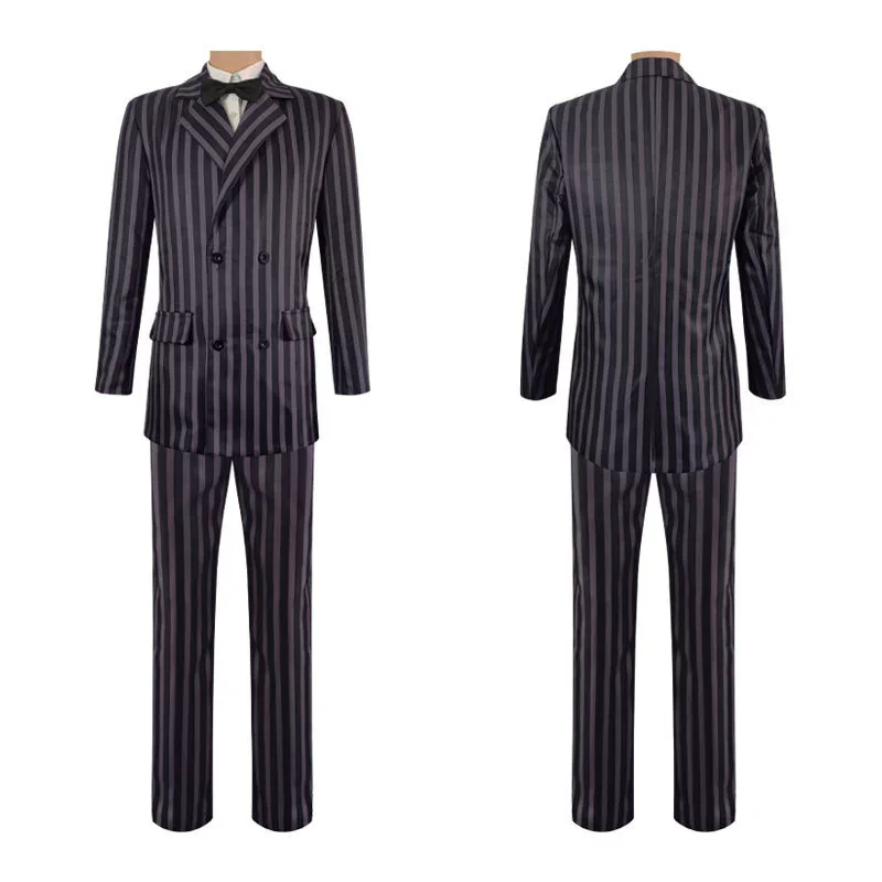 

Wednesday Gomez Addams Cosplay Addams Family Halloween costume Show piece Striped suit set Gothic Family Men halloween costume