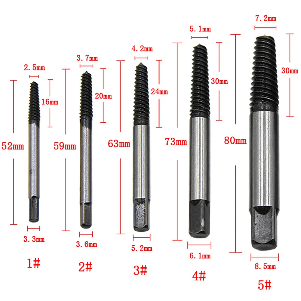 8Pcs Screw Extractor Drill Bit Slip Tooth Remover Broken Bolt Damaged Screw Tube Fitting Extractor Hand Power Repair Set