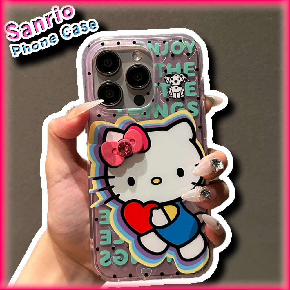 

Милый чехол для телефона Hello Kitty Sanrio Kuromi аниме 3D бант модный креативный защитный чехол для IPhone 11 12 13 14 15 Pro Max