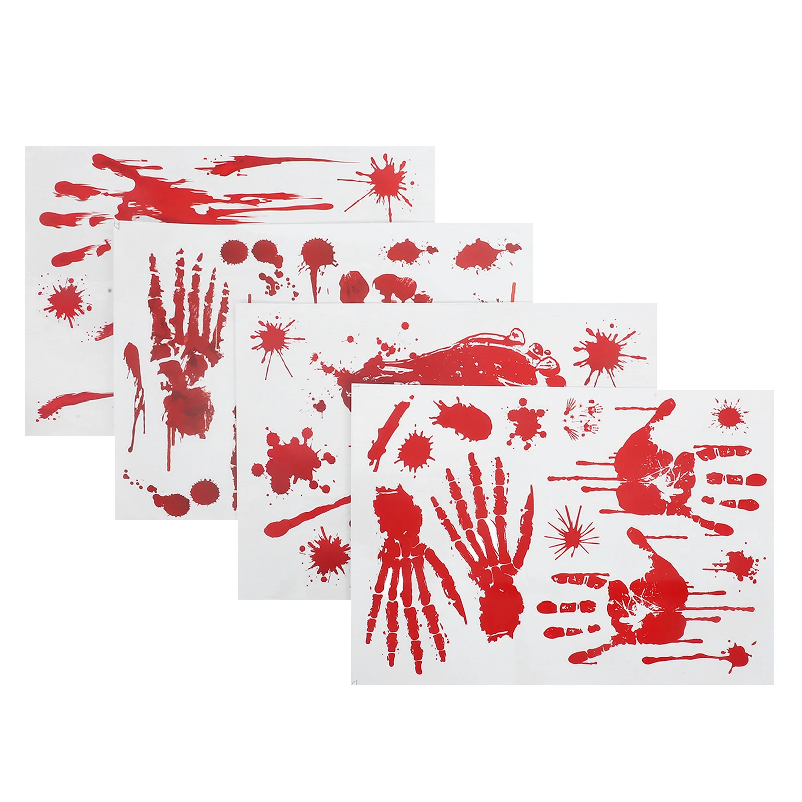 

Halloween Handprint Sticker Blood Stains Window Decals Creepy Decorations for Haunted House Party Vivid Red Realistic Effect