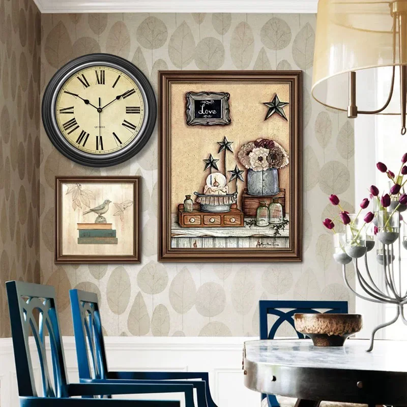 12 Inch Nordic light luxury retro Wall Clock Silent Non-ticking Wall Clock Suitable for The Dining Room Living Room