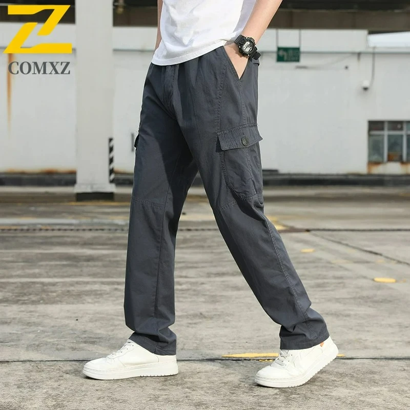 2025 Autumn New Cargo Pants Men's high quality Fashion Cotton Multi-Pocket Wide Pants Male Outdoor Fishing Hunting Work Trousers