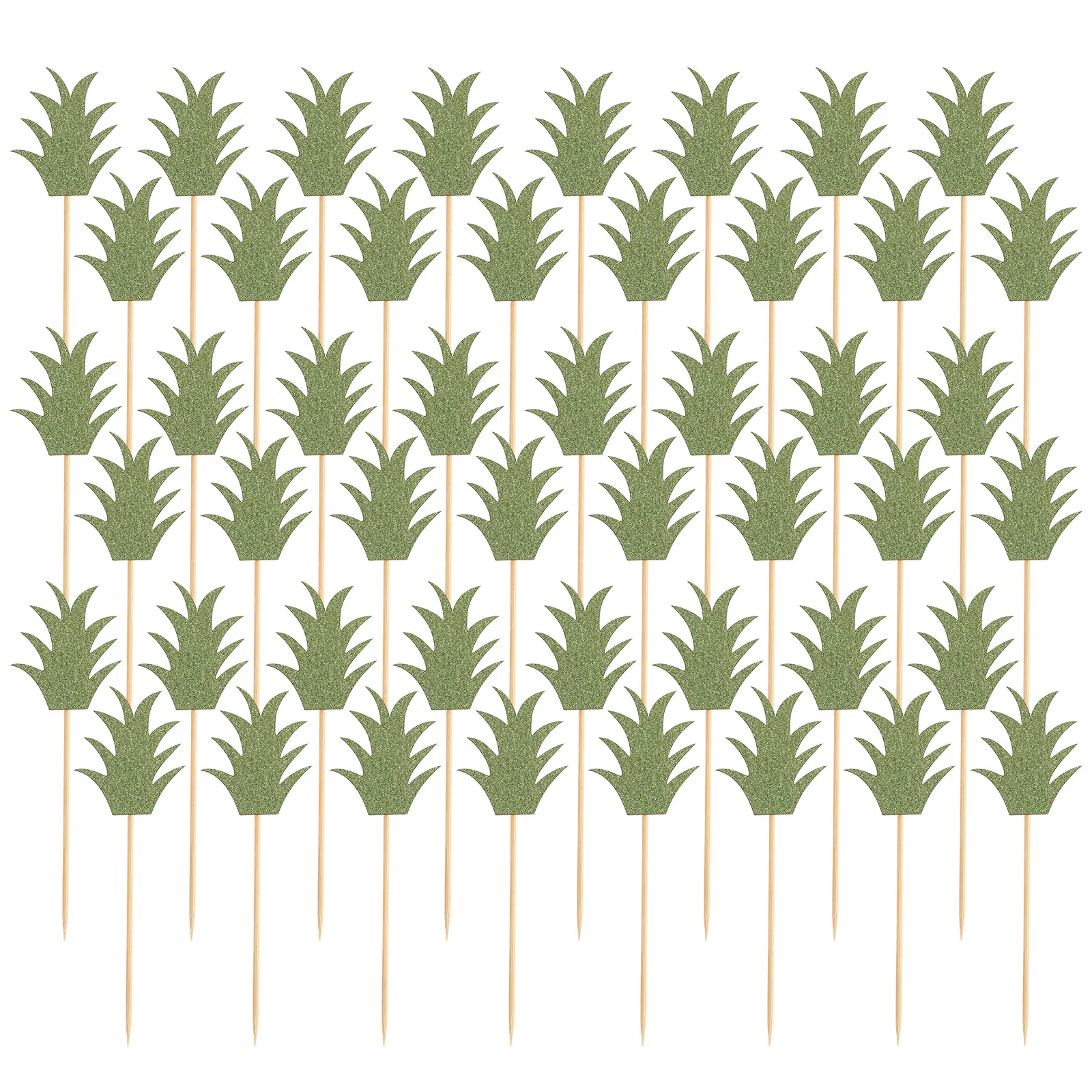 

48 Pcs Pineapple Leaf Cake Toppers Picks Creative Cupcake Insert Decor Party Supplies Wedding Birthday