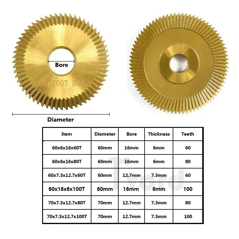 1pcs Key machine saw blade 60/70mm 60/80/100T double-sided HSS key milling cutter multi-function key copying machine cutter