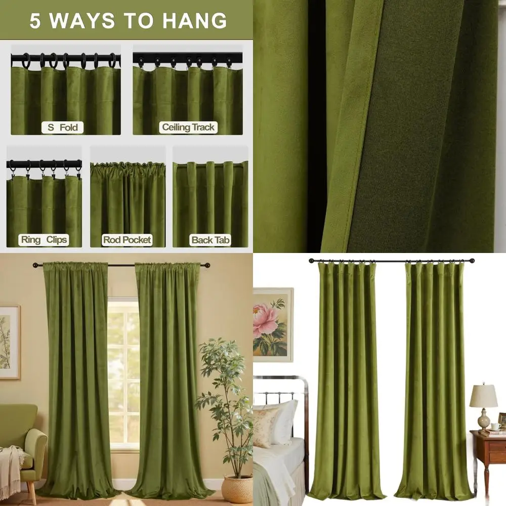 

Оливково-зеленые французские бархатные шторы 96, затемняющие шторы для спальни и гостиной Cottagecore