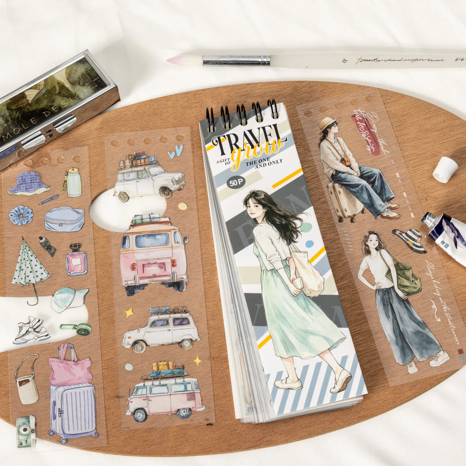 50sheets on the road series Ins daily life scene PET die-cutting stickers book DIY diary scrapbook aesthetics stationery sticker