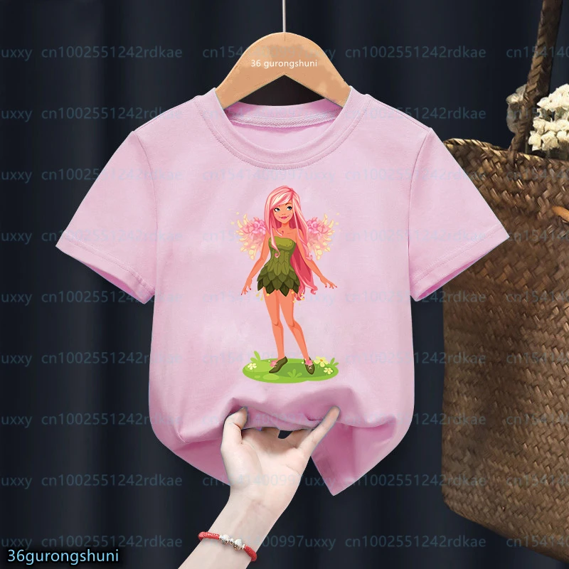 2023 New arrival children's wear tshirt Funny tooth fairy pattern printed girls t-shirts Fashion girls pink shirt tops wholesale