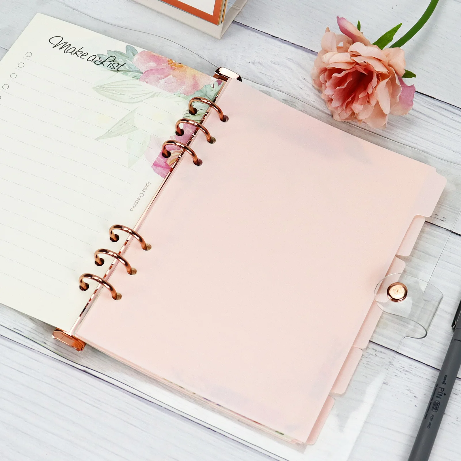 A5 A6 A7 Pink Index Divider Cute 6 Holes For Binder Planner Notebook Stationery Notebook Paper Divider Accessories