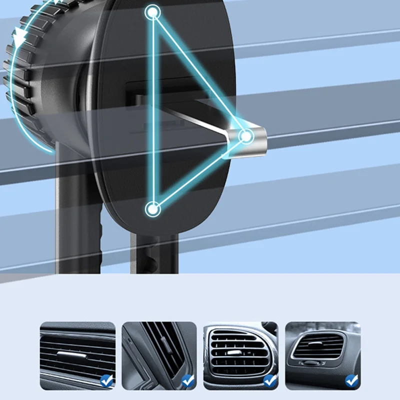 Uniwersalny samochodowy klips do kratki wentylacyjnej 17 mm z głowicą kulową i spiralnym hakiem do wylotu powietrza w samochodzie Uchwyt na telefon